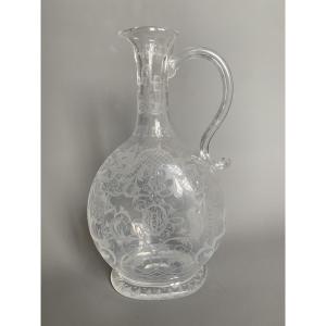 Engraved Glass Ewer - Early 19th Century