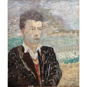 Portrait Of A Man – Oil On Canvas Circa 1930, In The Style Of Jac Martin-ferrières