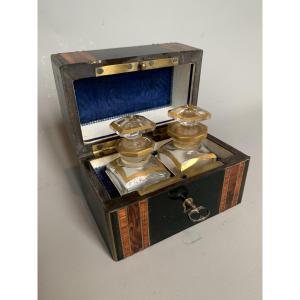 Travel Perfume Case – Napoleon III Period – Marquetry And Copper Inlays