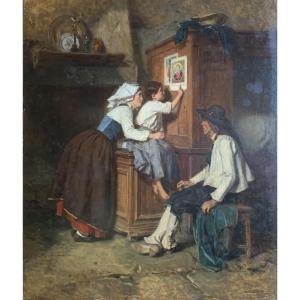 Alexandre-marie Guillemin (1817-1880) - Breton Interior Scene - Hsp