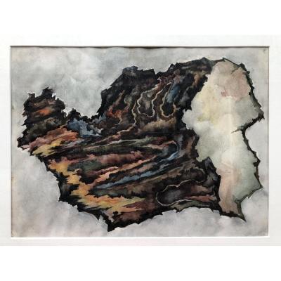 Abstract Watercolor Drawing - 1950s - Abstraction