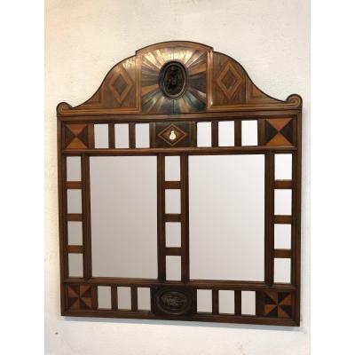 Old Mirror Late Nineteenth In Marquetry - Holland Or Italy