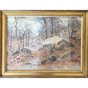 Joseph Jeannot (1855-?) - The Forest Of Fontainebleau - School Of Barbizon