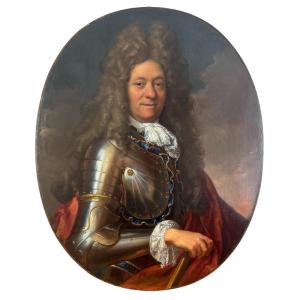 Portrait Of A Man In Armor, Officer, Oil On Canvas, 18th Century, By Braques