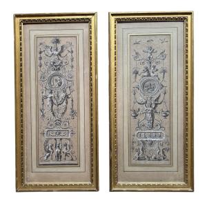 Studies Of 18th-century Ornaments. Pencil Drawing.