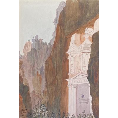 The Khazneh - Pétra - Watercolor - 1863