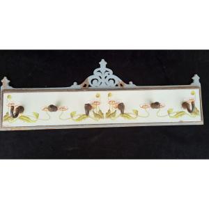 Towel Rack, Towel Holder, In Enameled Cast Iron Art Nouveau, Poppy Decoration