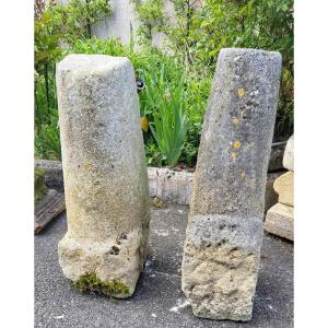 2 Natural Stone Bollards: Protection For Gate Entrances