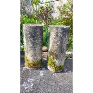 2 Natural Stone Columns H 72 Cm