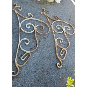 2 Marquise Arms With Wrought Iron Scrolls, 19th Century