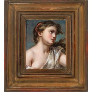 Character Head After Greuze, Attributed To Jacques-antoine Vallin. H/p, Around 1820