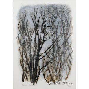 Robert Hainard (1906-1999), Nant Des Crues March 24, 1944, Wood Engraved On Japan