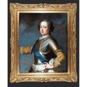 Louis XV Young, In Armor - After The Official Portrait Of The King By Jean-baptiste Van Loo