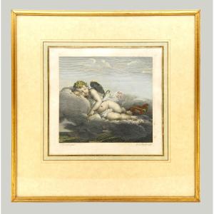 François Gérard And Jean-louis Potrelle - Le Repos (the Rest)- Watercolor Engraving, Circa 1810