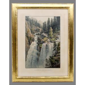 The Fall Of The Aare At Handeck — Watercolor Aquatint, Gabriel Lory And Johann Hürlimann, 1822