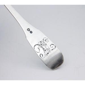 Solid Silver Serving Spoon — Silversmith Jean Redard — Neuchâtel, Circa 1740