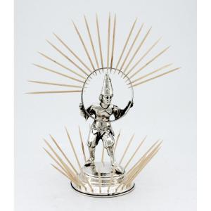 Solid Silver Toothpick Holder — Hoop Acrobat — Switzerland Or Germany, Circa 1840