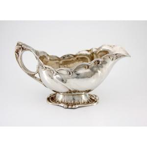 Rocaille Sauceboat In Sterling Silver - Swedish Model, Circa 1900 - German Hallmarks