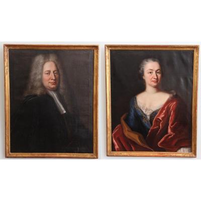 Pair Of Portraits By Robert Gardelle (1692-1766), One Dated 1729, In Their Original Frames
