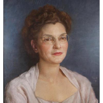 François De Ribaupierre (1886-1981), Portrait Of A Woman, Pastel Signed And Dated 1949