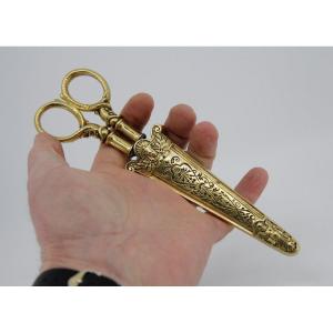 Scissors In Case, Louis XIV Style, Second Half Of The 19th Century