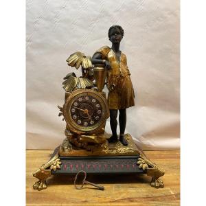 "au Bon Sauvage" Polychrome Regulated Clock.
