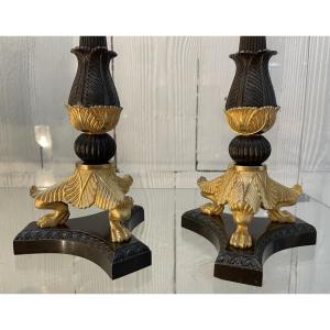 Pair Of Empire Candlesticks Height 28