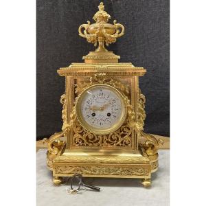 Bronze Clock By Thiebaut Freres Paris , Ht 46.