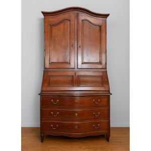 Curved Scriban Commode Cabinet Louis XV Period In Walnut