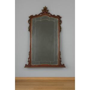 Important Venetian Mirror In Louis XV Baroque Style In Lacquered And Gilded Wood