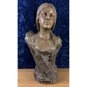 After Villanis: Terracotta Bust, Art Nouveau Period, Circa 1900 / H52cm   