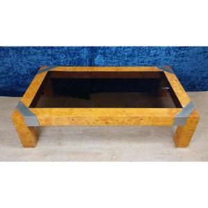Italian Burl Coffee Table By Willy Rizzo For Mario Sabot, Circa 1970