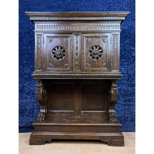 Renaissance Style Oak Dresser Cabinet Circa 1850