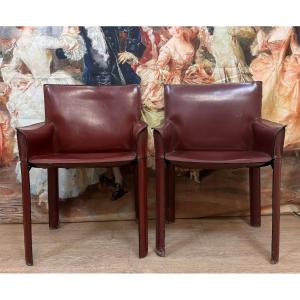 Pair Of 1970s Leather Armchairs By De Couro Of Brazil (signed)