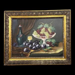 Oil On Canvas Painting: Still Life With Fruit (a)