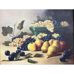 Oil On Canvas Painting Still Life With Fruit (b)  