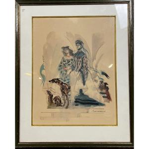 Lucien Fontanarosa 1912 - 1975: Watercolor Print With Intaglio Stamp