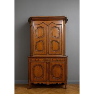 Louis XV Style Curved Two-part Sideboard In Walnut