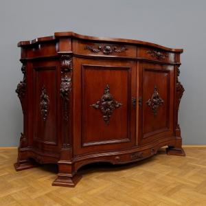 Napoleon III Period Curved Mahogany Sideboard 