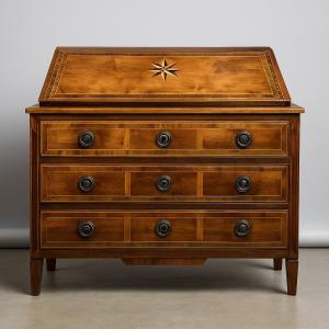 Louis XVI Period Chest Of Drawers In Burr Walnut With Marquetry Decoration 