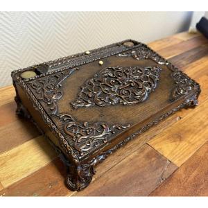 Travel Writing Desk In Carved Wood, Napoleon III Period 