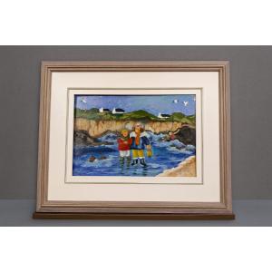 Oil Painting Mounted On Cardboard: Lively And Colorful Landscape In Brittany