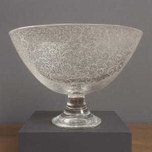 Large Baccarat Crystal Centerpiece On Pedestal