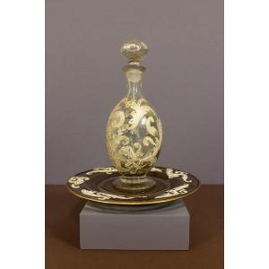 Luxurious Crystal Carafe And Tray Set / Murano - Baccarat - Saint Louis