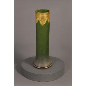 Legras (after): Vase From The Imperial Green Or Nile Green Series, Art Nouveau Period