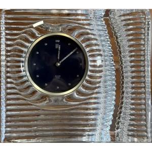 Daum France: Luxurious Vintage Crystal Desk Clock Circa 1970
