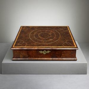 England 19th Century: Large Box In Precious Wood Marquetry Circa 1880