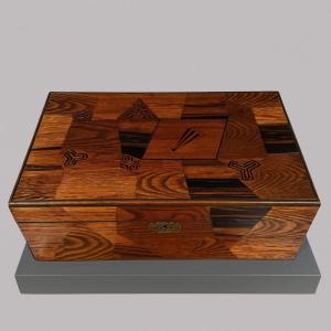 Japan 19th Century: Meiji Period Marquetry Travel Secretary (1868-1912)