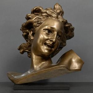 Bronze Sculpture: Bust Of The Genius Of Dance / Louvre Museum Jb Carpeaux