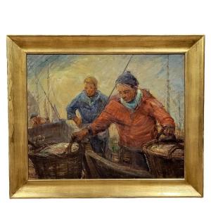 Pierre Verbeke: Painting Circa 1930 Oil On Canvas Large Format / H104 X 124 Cm
